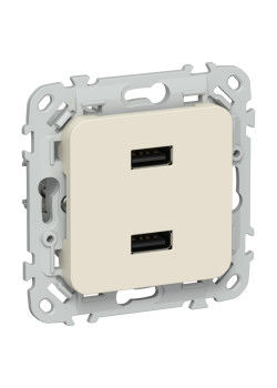Розетка/ FLITE Розетка USB A+A 3,1А РЮ-2-ФлСл сливочный