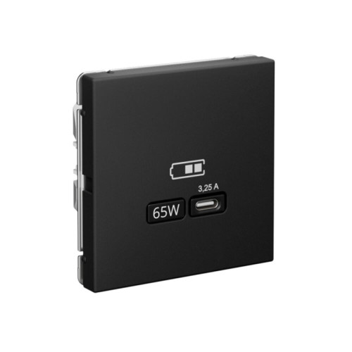 Розетка/ ARTGALLERY USB розетка тип-С 65Вт высокоскор.заряд. QC, PD, механизм, карбон