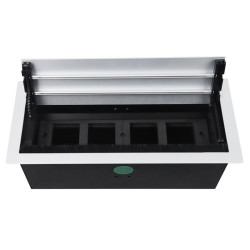 Donel Настольный встраиваемый розеточный блок с откидной крышкой 8 мод. (4 мод. 45х45), алюминий