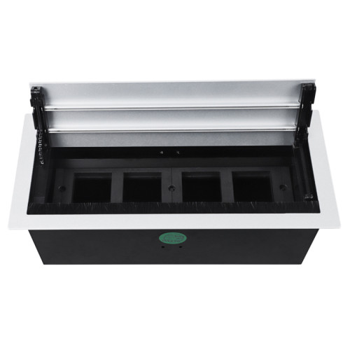 Donel Настольный встраиваемый розеточный блок с откидной крышкой 8 мод. (4 мод. 45х45), алюминий