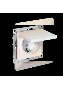 Розетка/ Розетка ATLASDESIGN с заземлением со шторками с крышкой 16А IP20 механизм жемчуг