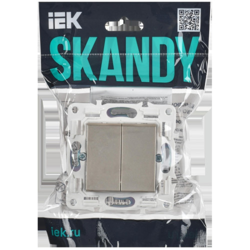 SKANDY Выключатель 2-клавишный 10А SK-V04Sh шампань SKANDY Выключатель 2-клавишный 10А SK-V04Sh шампань