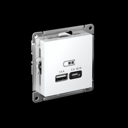 Розетка/ ATLASDESIGN USB розетка A + тип-C 45W высокоскор.заряд. QC, PD, механизм, белый