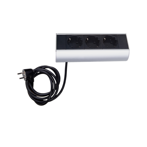 Donel Настольный розеточный блок Ovaledesign в сборе: 3х220V, кабель 3м с вилкой