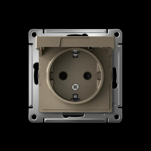 Розетка/ Розетка ATLASDESIGN с заземлением со шторками с крышкой 16А IP20 механизм шампань