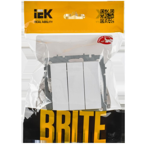 Выключатель/ BRITE выключатель 3-клавишный 10А ВС10-3-0-БрАБ арктический белый IEK