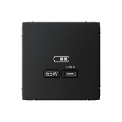 Розетка/ ARTGALLERY USB розетка тип-С 65Вт высокоскор.заряд. QC, PD, механизм, карбон