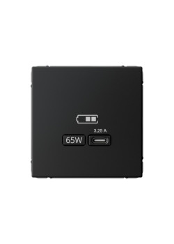 Розетка/ ARTGALLERY USB розетка тип-С 65Вт высокоскор.заряд. QC, PD, механизм, карбон