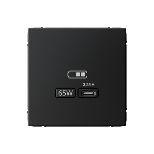 Розетка/ ARTGALLERY USB розетка тип-С 65Вт высокоскор.заряд. QC, PD, механизм, карбон