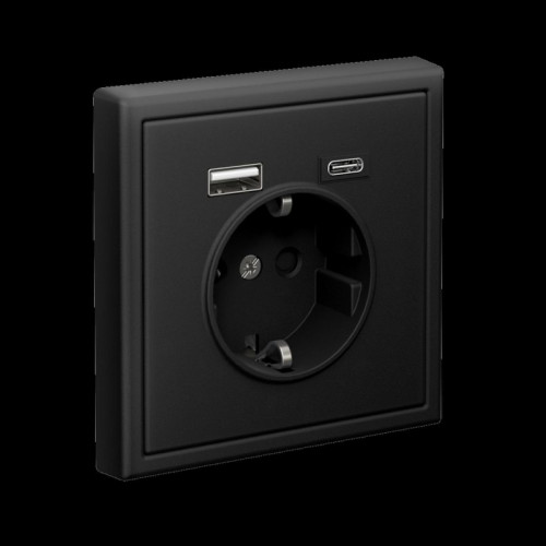 ARTGALLERY розетка 16А с 2 USB A+C, 5В/2,4А/3,0А, 2х5В/1,5А, механизм, карбон