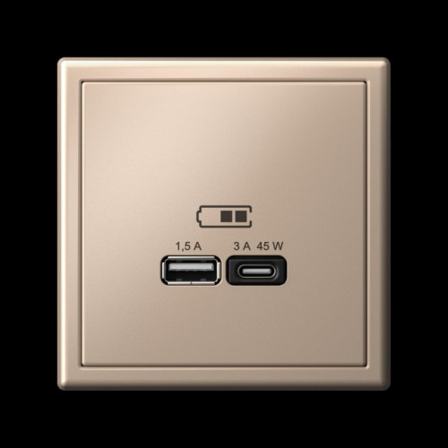 Розетка/ ARTGALLERY USB розетка A + тип-C 45Вт высокоскор.заряд. QC, PD, механизм, песочный