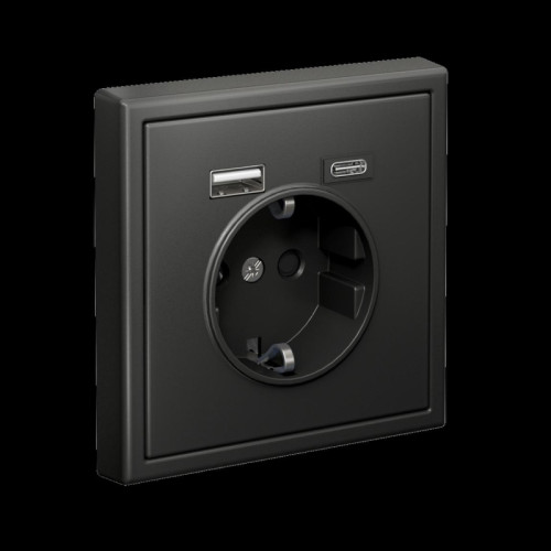 Розетка/ ARTGALLERY розетка 16А с 2 USB A+C, 5В/2,4А/3,0А, 2х5В/1,5А, механизм, базальт