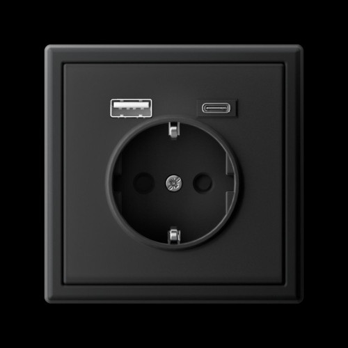 ARTGALLERY розетка 16А с 2 USB A+C, 5В/2,4А/3,0А, 2х5В/1,5А, механизм, карбон