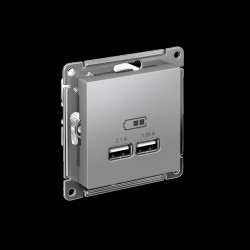 Розетка/ Розетка ATLASDESIGN USB 5В 1 порт x 2,1 А 2 порта х 1,05 А,механизм алюминий