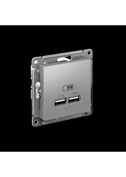 Розетка/ Розетка ATLASDESIGN USB 5В 1 порт x 2,1 А 2 порта х 1,05 А,механизм алюминий