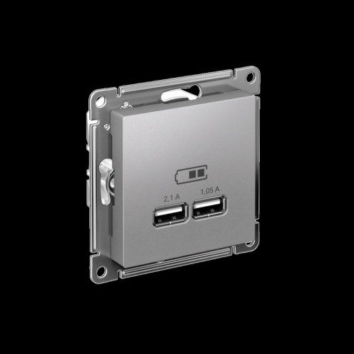 Розетка/ Розетка ATLASDESIGN USB 5В 1 порт x 2,1 А 2 порта х 1,05 А,механизм алюминий