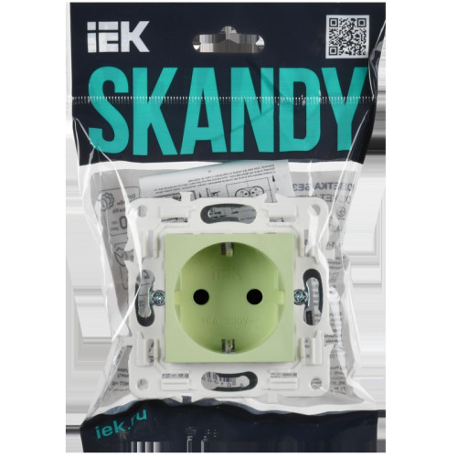 Розетка заземлением защитными шторками/ SKANDY Розетка с заземлением с защитными шторками 16А SK-R04G мятный