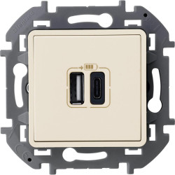 INSPIRIA Зарядное устройство USB А+С 3000мА 5Вслоновая кость