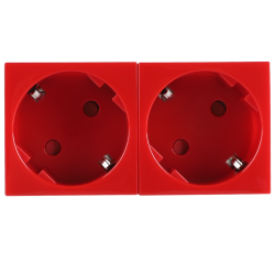 Donel Розетка 2х2К+З нем.ст., 45 гр., с з/ш, крас. (90х45мм), серия (тип) DF6