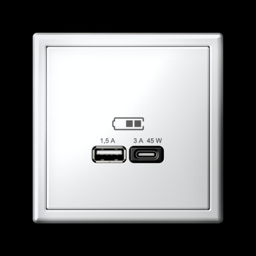 Розетка/ ARTGALLERY USB розетка A + тип-C 45Вт высокоскор.заряд. QC, PD, механизм, белый