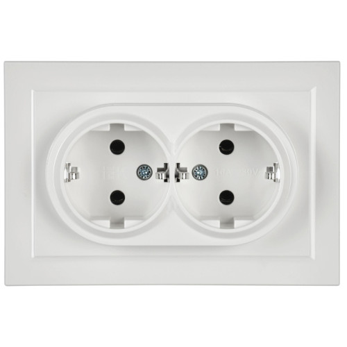 Розетка силов. IEK Brite РС12-3-БрБ BR-R21-16-K01-F 2розет. двойн. скрыт. зазем. IP20 белый (упак.:1шт) Розетка силов. IEK Brite РС12-3-БрБ BR-R21-16-K01-F 2розет. двойн. скрыт. зазем. IP20 белый (упак.:1шт)