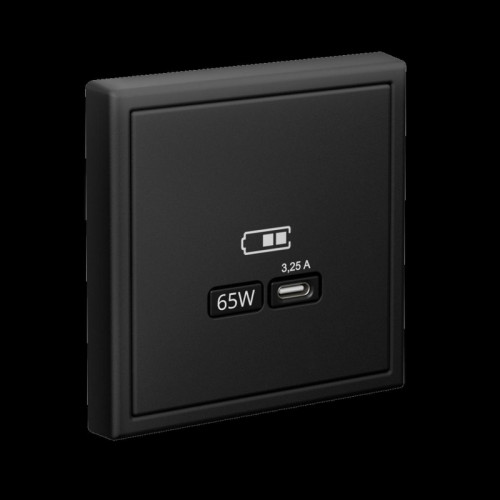 Розетка/ ARTGALLERY USB розетка тип-С 65Вт высокоскор.заряд. QC, PD, механизм, карбон