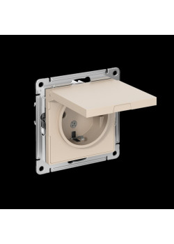 Розетка заземл/ ATLASDESIGN розетка с заземл. со шторк. с крышкой, 16А, IP20, механизм, песочный