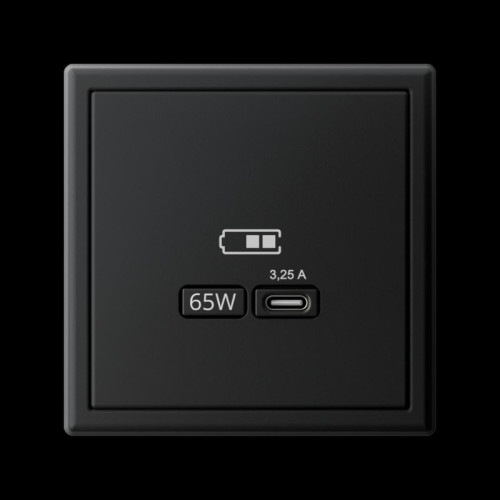 Розетка/ ARTGALLERY USB розетка тип-С 65Вт высокоскор.заряд. QC, PD, механизм, карбон