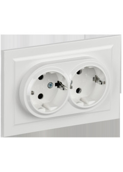 Розетка силов. IEK Brite РС12-3-БрБ BR-R21-16-K01-F 2розет. двойн. скрыт. зазем. IP20 белый (упак.:1шт)