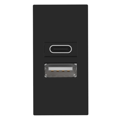 Donel USB зарядное устройство, 2.1A, Type A + C, 1 мод., черн. (22.5х45мм)