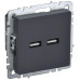 Розетка/ BRITE Розетка USB A+A 3.1А РЮ10-1-БрГ графит