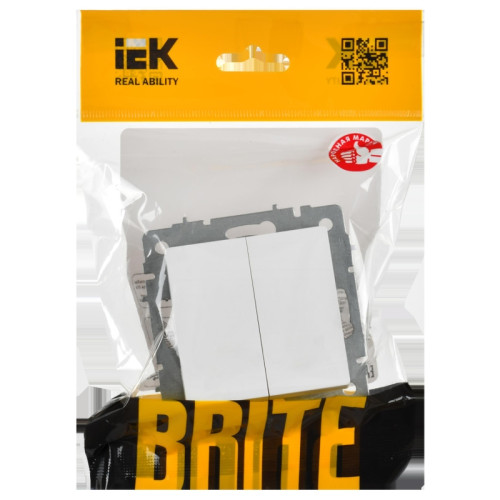 BRITE Выключатель 2-клавишный проходной 10А ВС10-2-6-БрАБ арктический белый BRITE Выключатель 2-клавишный проходной 10А ВС10-2-6-БрАБ арктический белый