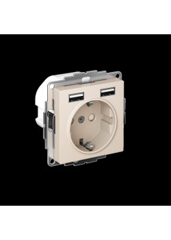 ATLASDESIGN РОЗЕТКА 16А c 2 USB A+A, 5В/2,4А, 2х5В/1,2А, механизм, БЕЖЕВЫЙ