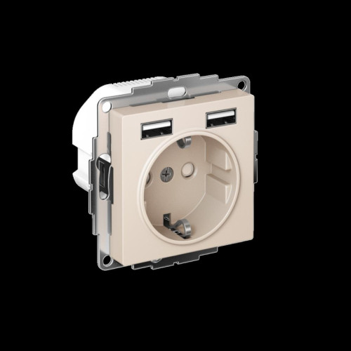 ATLASDESIGN РОЗЕТКА 16А c 2 USB A+A, 5В/2,4А, 2х5В/1,2А, механизм, БЕЖЕВЫЙ