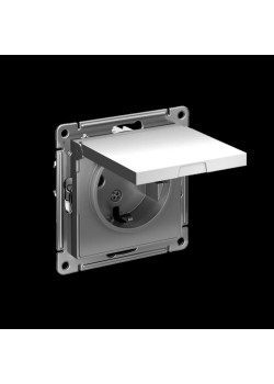 ATLASDESIGN РОЗЕТКА с заземл. со шторками с крышкой, 16А, IP20, механизм, СТАЛЬ