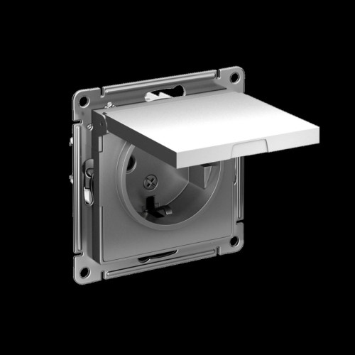 ATLASDESIGN РОЗЕТКА с заземл. со шторками с крышкой, 16А, IP20, механизм, СТАЛЬ
