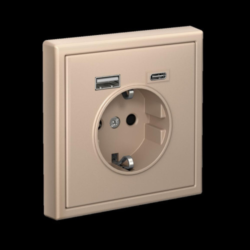 Розетка/ ARTGALLERY розетка 16А с 2 USB A+C, 5В/2,4А/3,0А, 2х5В/1,5А, механизм, песочный
