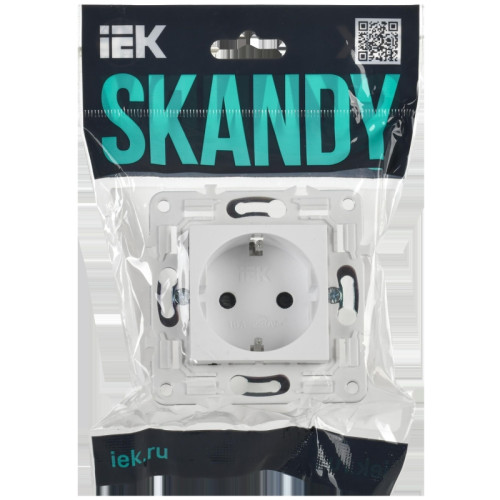 Розетка заземлением без защитных шторок/ SKANDY Розетка с заземлением без защитных шторок 16А SK-R05W арктический белый