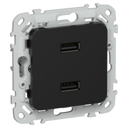 Розетка/ FLITE Розетка USB A+A 3,1А РЮ-2-ФлЧ черный