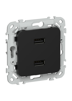 Розетка/ FLITE Розетка USB A+A 3,1А РЮ-2-ФлЧ черный