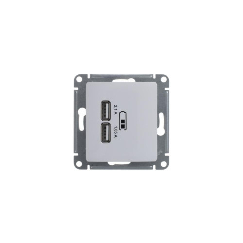 Розетка/ Розетка GLOSSA USB 5В/2100мА 2х5В/1050мА механизм белый Розетка/ Розетка GLOSSA USB 5В/2100мА 2х5В/1050мА механизм белый