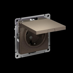 Розетка/ Розетка ATLASDESIGN с заземлением со шторками с крышкой 16А IP20 механизм мокко