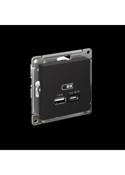Розетка/ ATLASDESIGN USB розетка A + тип-C 45W высокоскор.заряд. QC, PD, механизм, карбон