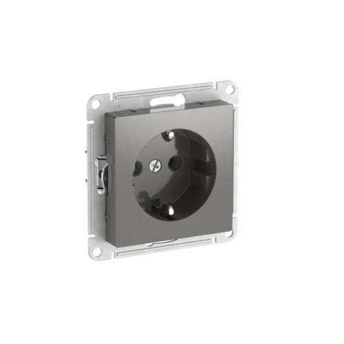 Розетка заземлением/ ATLASDESIGN розетка с заземлением, 16А, быстрозажимные клеммы, СТАЛЬ