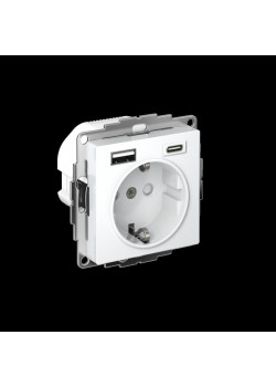 ATLASDESIGN РОЗЕТКА 16А с 2 USB A+C, 5В/2,4А/3,0А, 2х5В/1,5А, механизм, БЕЛЫЙ