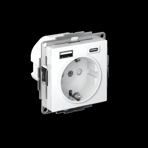 ATLASDESIGN РОЗЕТКА 16А с 2 USB A+C, 5В/2,4А/3,0А, 2х5В/1,5А, механизм, БЕЛЫЙ