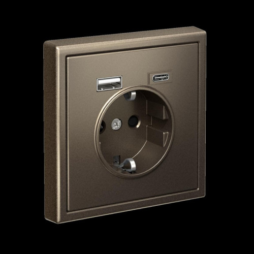 Розетка/ ARTGALLERY розетка 16А с 2 USB A+C, 5В/2,4А/3,0А, 2х5В/1,5А, механизм, мокко Розетка/ ARTGALLERY розетка 16А с 2 USB A+C, 5В/2,4А/3,0А, 2х5В/1,5А, механизм, мокко