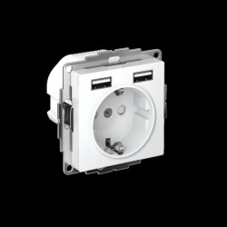 ATLASDESIGN РОЗЕТКА 16А с 2 USB A+A, 5В/2,4А, 2х5В/1,2А, механизм, БЕЛЫЙ