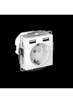 ATLASDESIGN РОЗЕТКА 16А с 2 USB A+A, 5В/2,4А, 2х5В/1,2А, механизм, БЕЛЫЙ