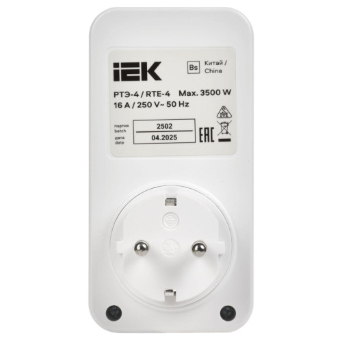 РТЭ/ РТЭ-4 Розетка-таймер электронный с USB A+C 15мин-8ч 16А IP20 белый IEK РТЭ/ РТЭ-4 Розетка-таймер электронный с USB A+C 15мин-8ч 16А IP20 белый IEK